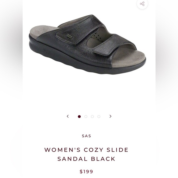 SAS Women’s Black Leather Slide Sandals - Picture 2 of 10